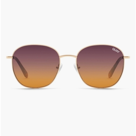 Quay Australia Jezabell Gold/ Purple Ombre Round Sunglasses NWT - Picture 4 of 9